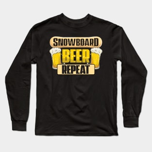 Snowboard Beer Repeat Funny Snowboarder Party Long Sleeve T-Shirt